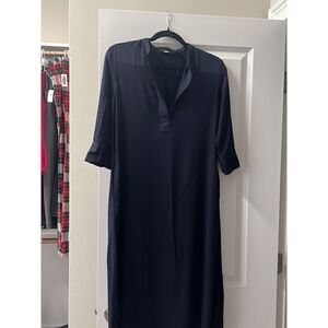 Uniqlo Black Midi Button Down Shirt Dress XS
